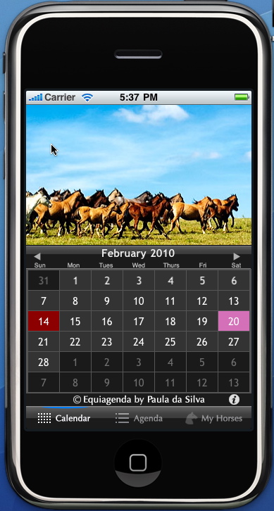 EquiAgenda, hibrido de calendario com agenda para iPhone e iPod Touch para quem tem cavalos